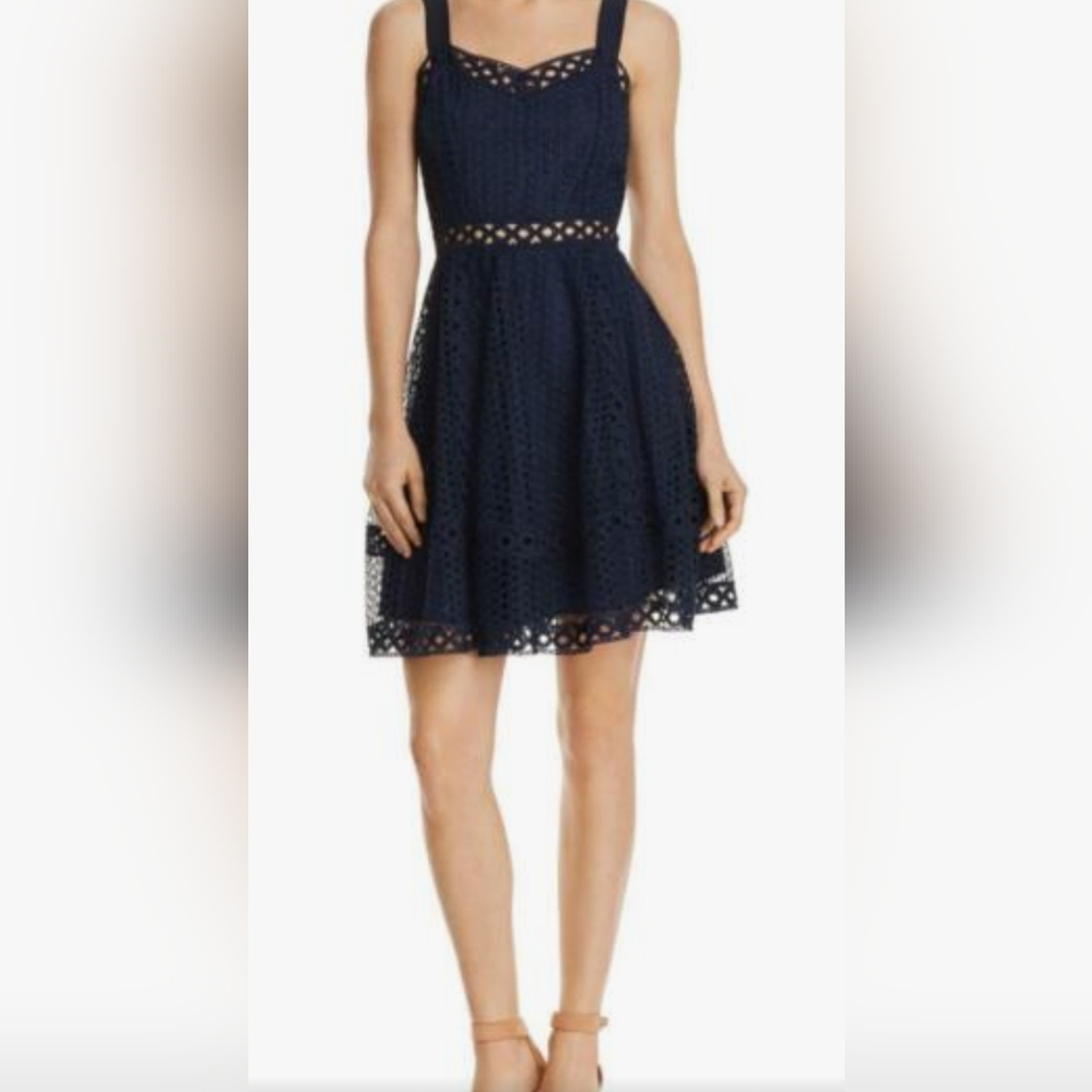 Aqua blue circle lace, eyelet, dress with cutouts, size medium